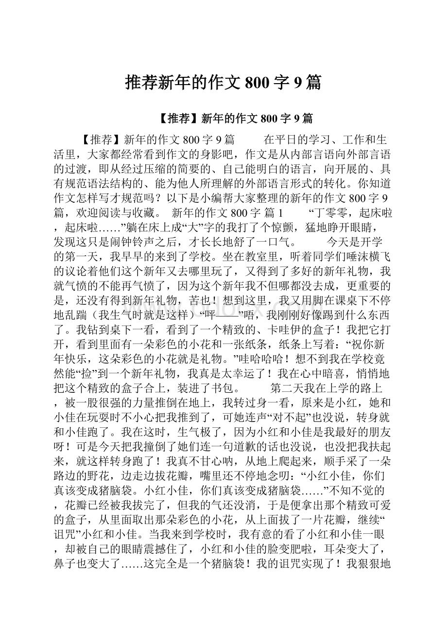 推荐新年的作文800字9篇.docx