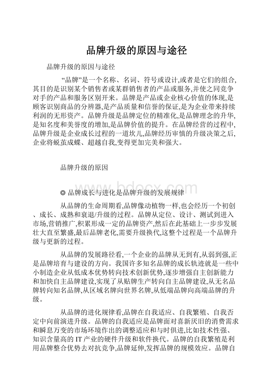 品牌升级的原因与途径.docx_第1页