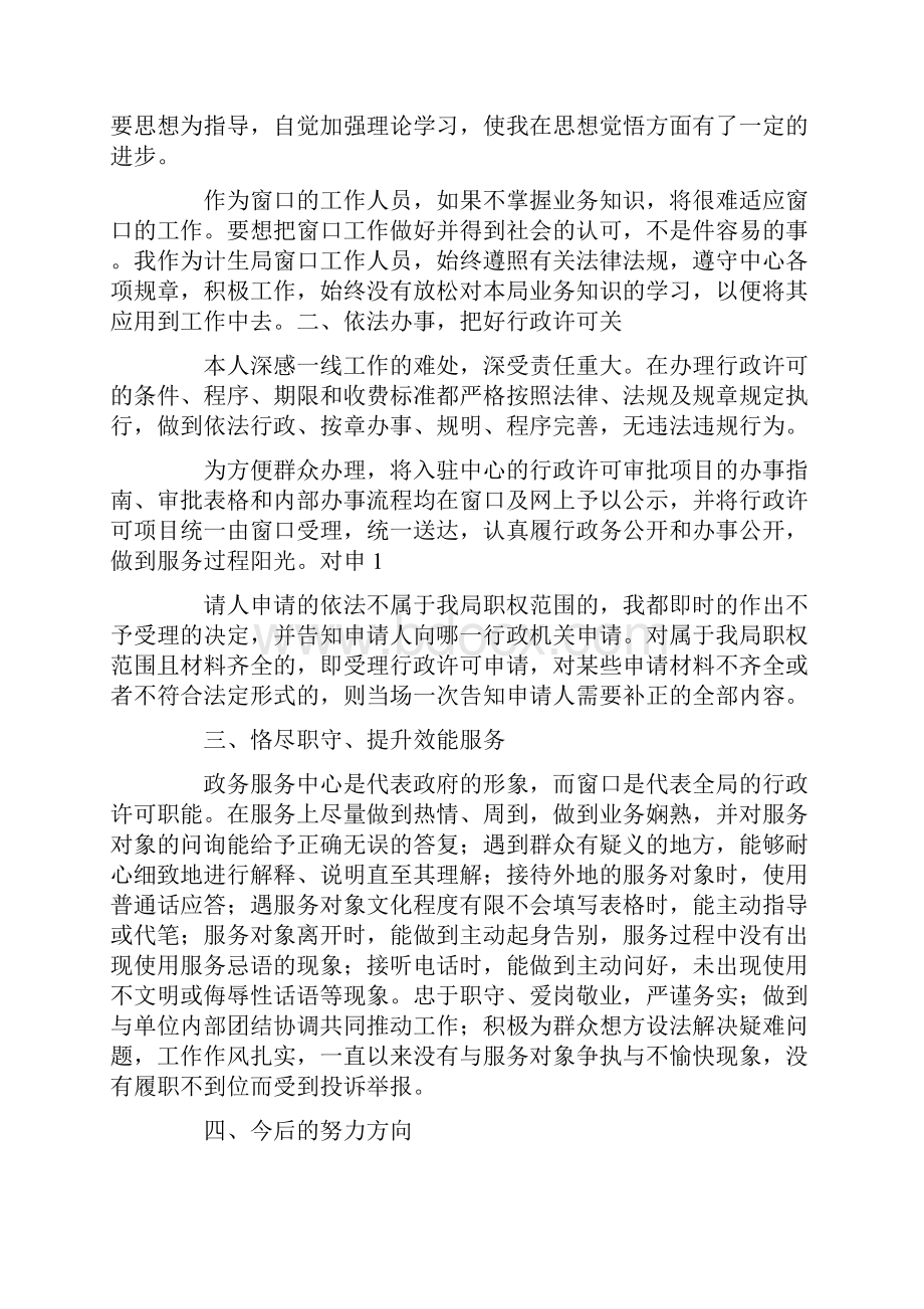 行政服务中心个人工作总结.docx_第3页