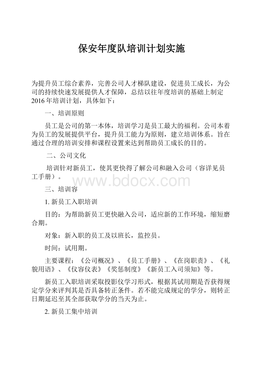 保安年度队培训计划实施.docx