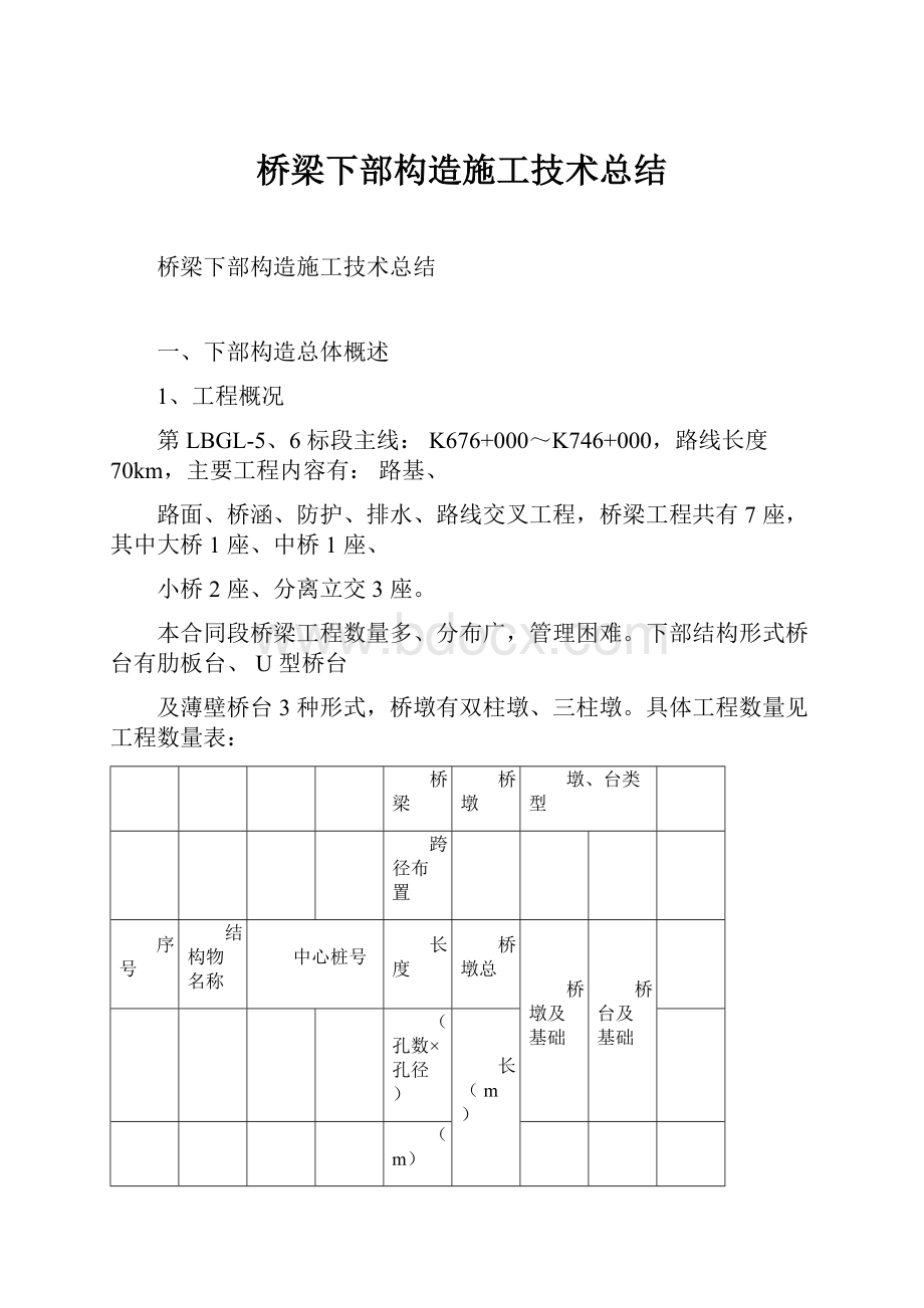 桥梁下部构造施工技术总结.docx