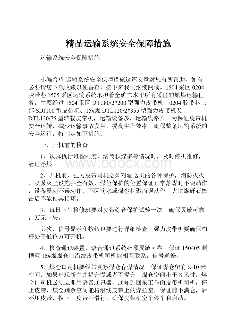 精品运输系统安全保障措施.docx