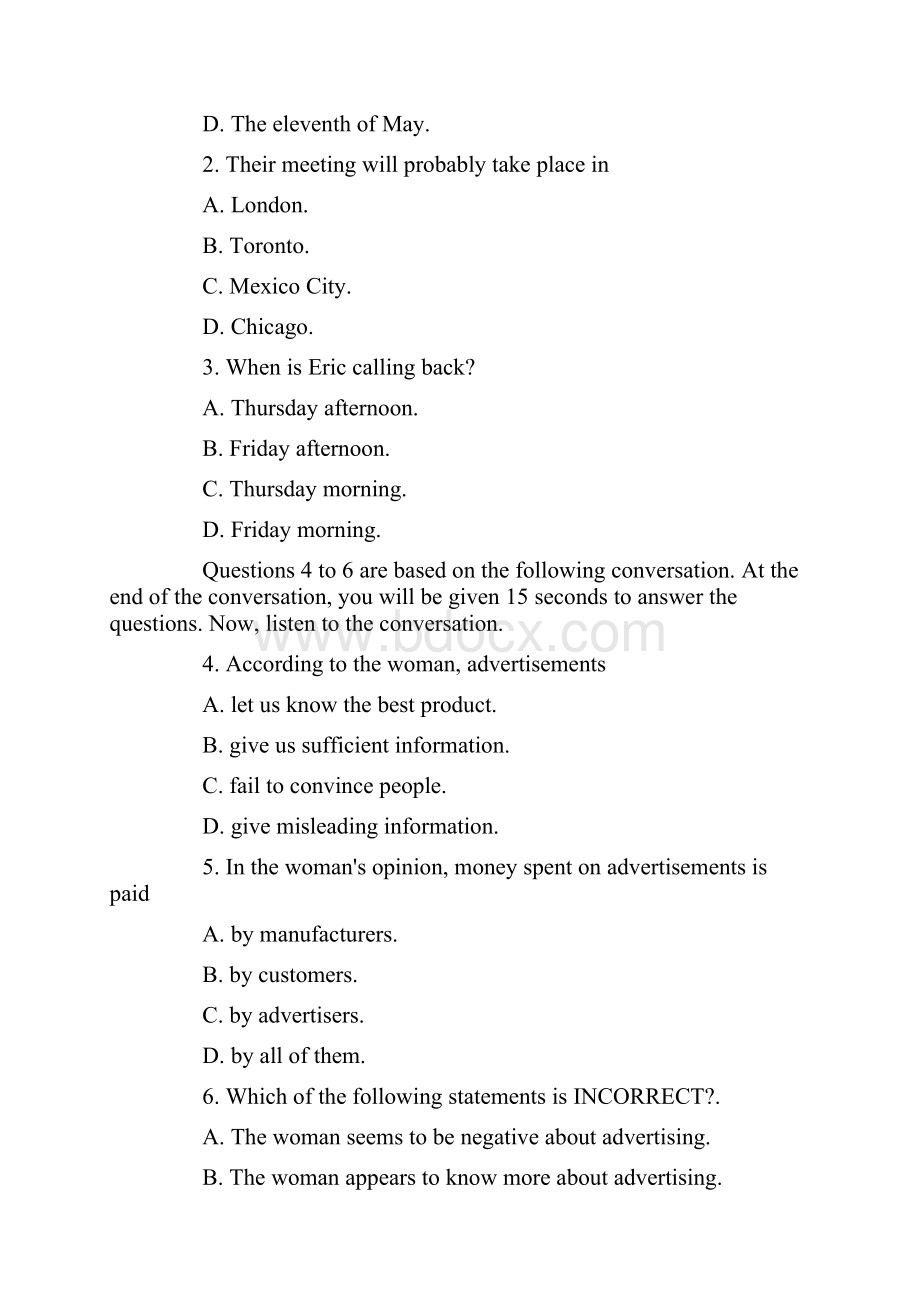 英语专业四级考试真题Word版.docx_第2页
