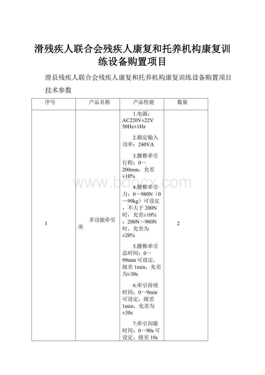 滑残疾人联合会残疾人康复和托养机构康复训练设备购置项目.docx