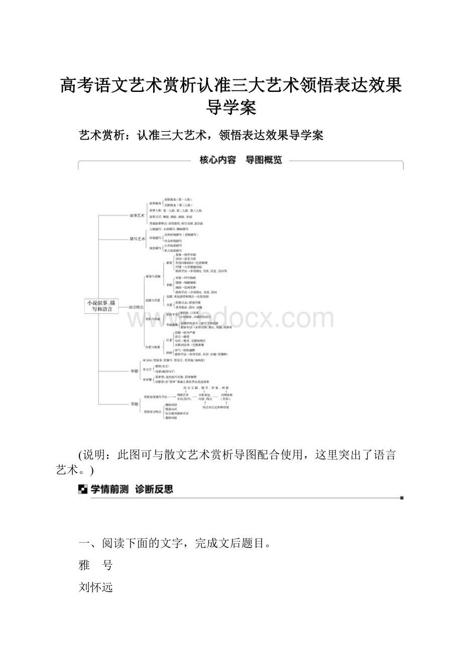 高考语文艺术赏析认准三大艺术领悟表达效果导学案.docx