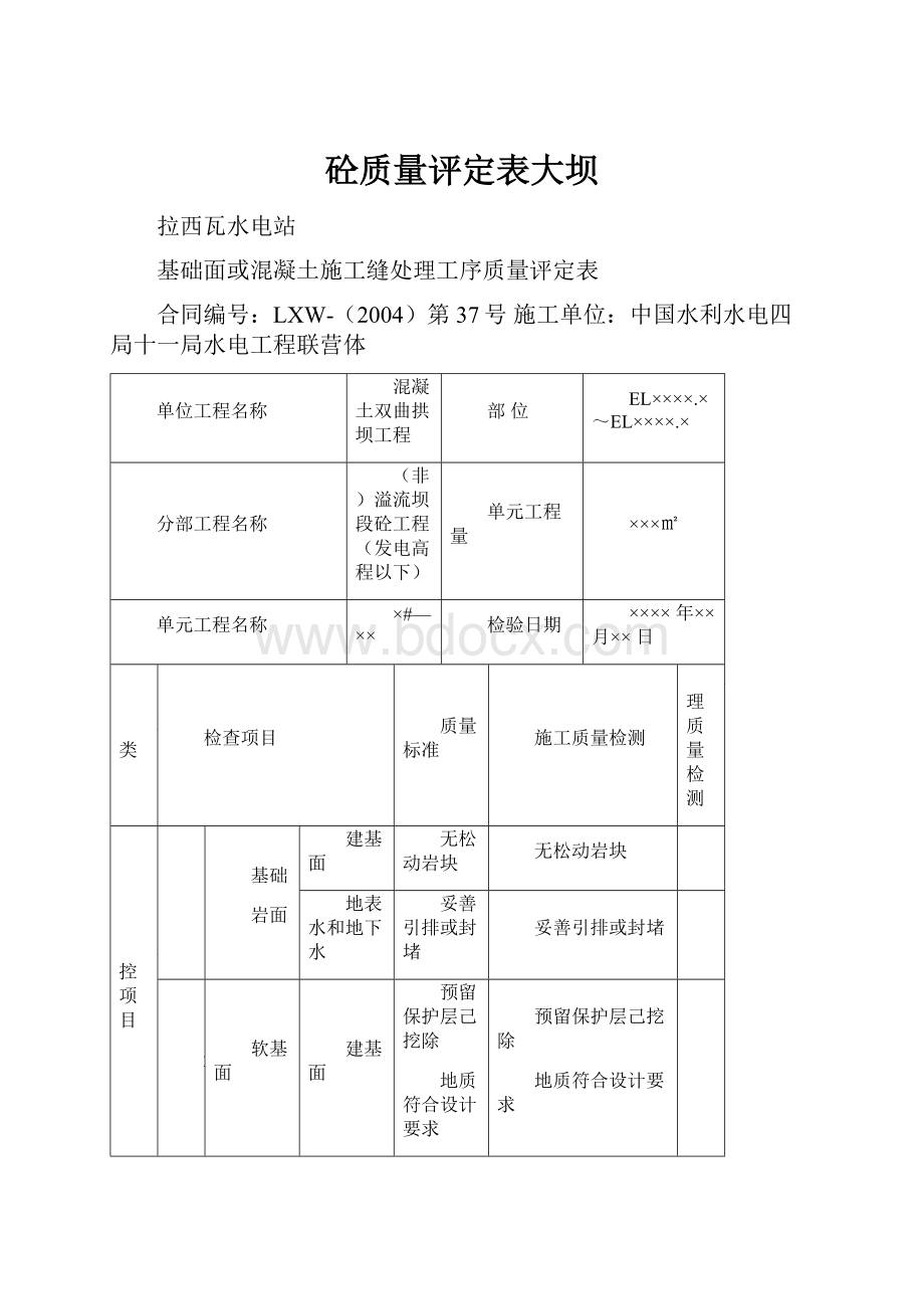 砼质量评定表大坝.docx_第1页