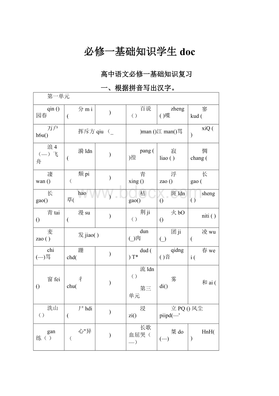 必修一基础知识学生doc.docx_第1页