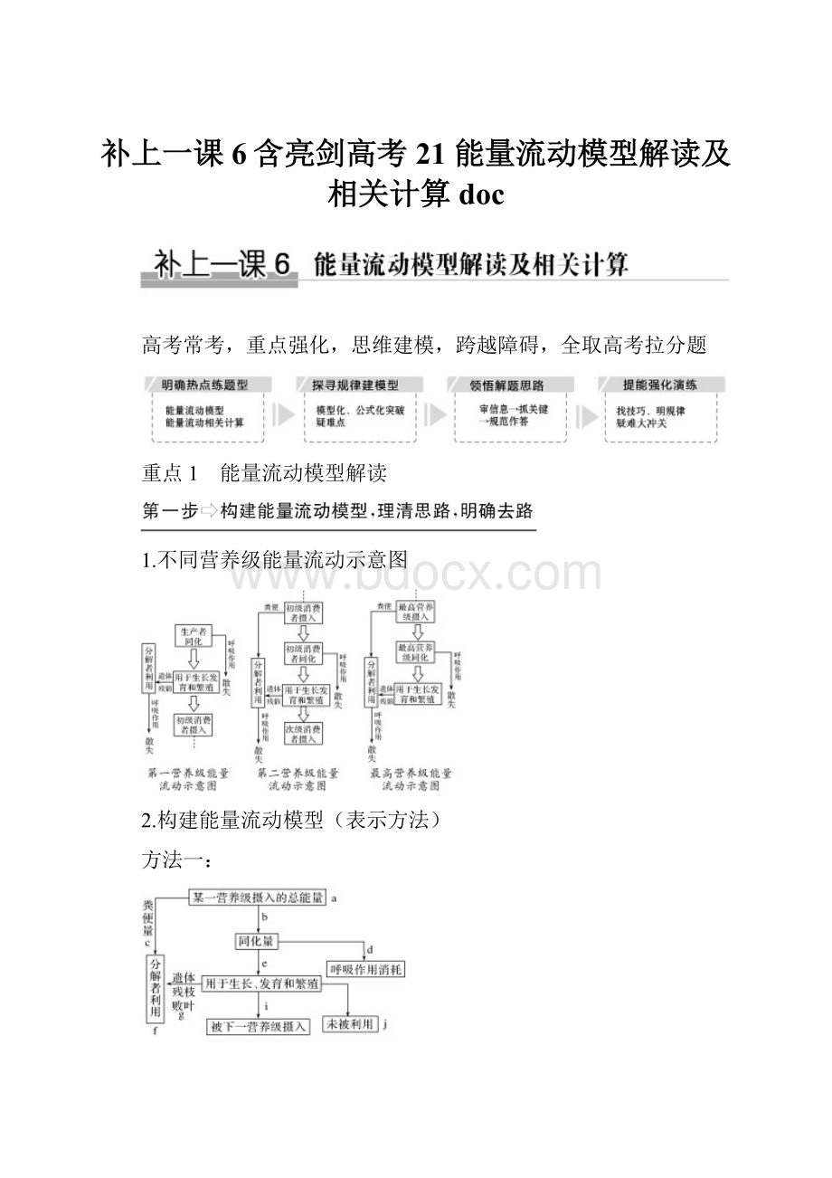 补上一课6含亮剑高考21 能量流动模型解读及相关计算doc.docx_第1页