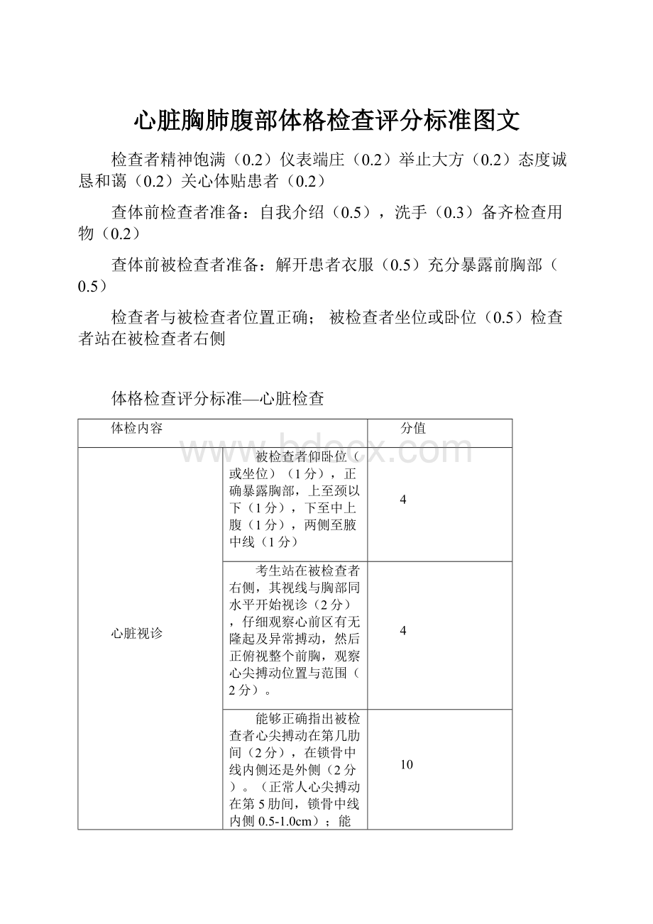 心脏胸肺腹部体格检查评分标准图文.docx