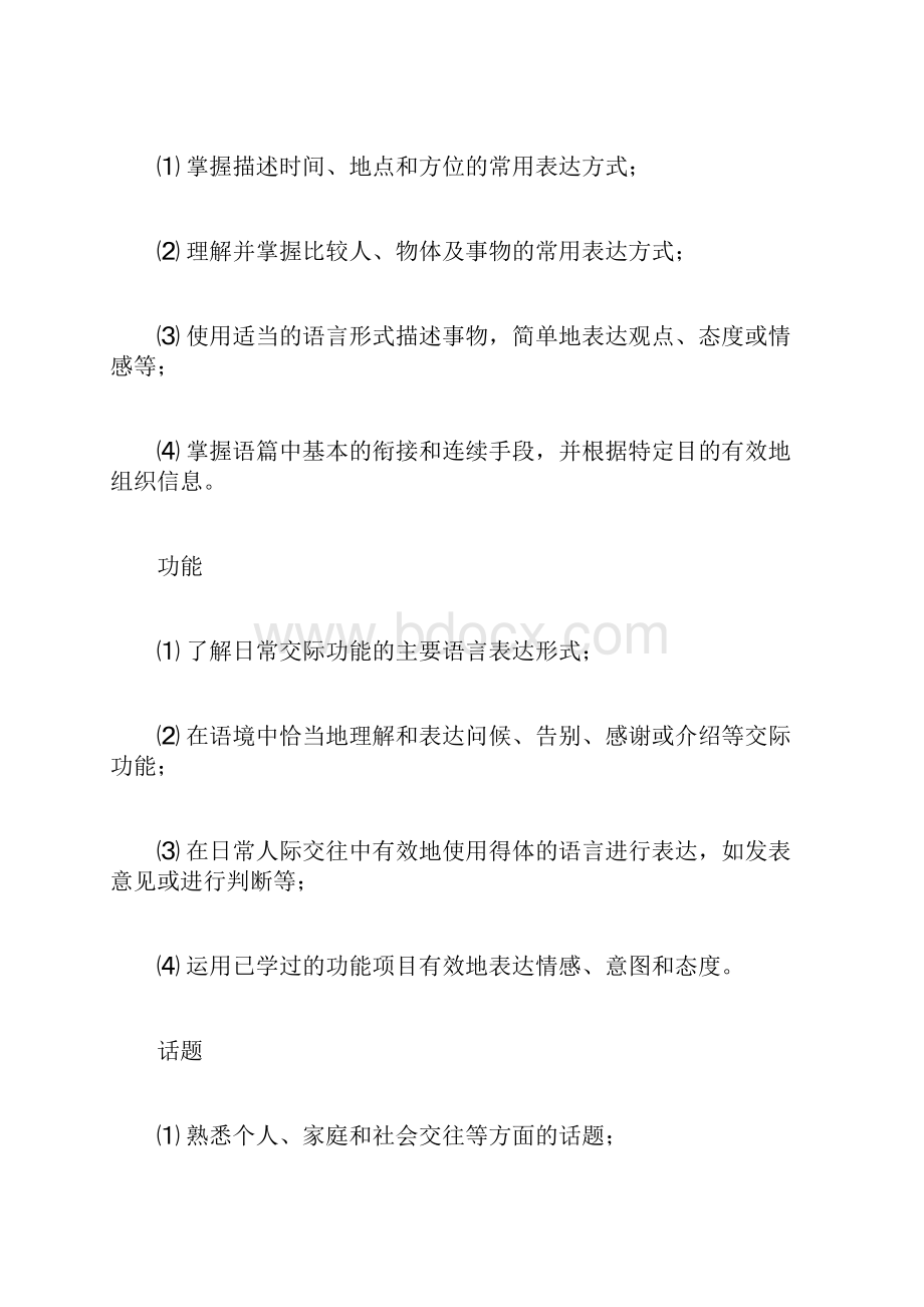 福建省普通高中学生学业基础会考英语学科考试大纲.docx_第3页