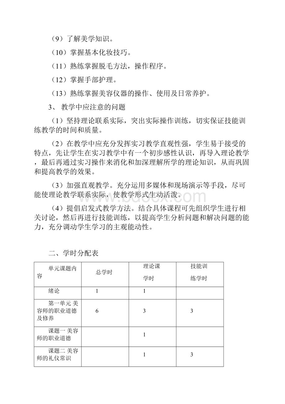 初级美容师培训教学大纲.docx_第2页