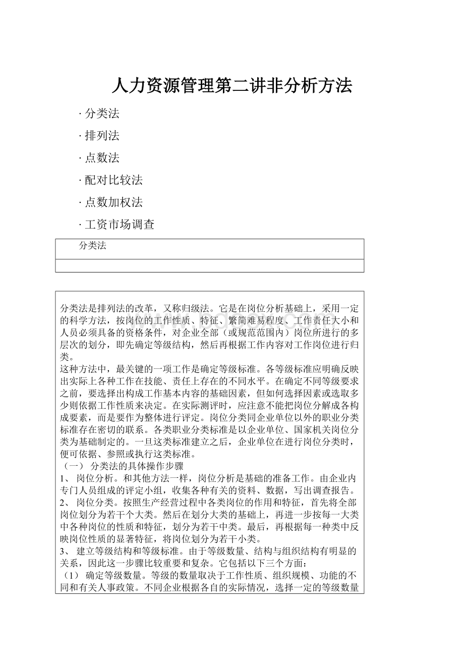 人力资源管理第二讲非分析方法.docx