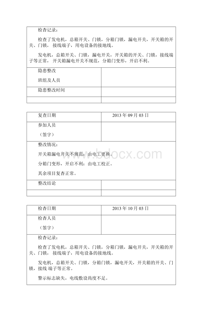 施工现场临时用电定期检查表及整改复查表.docx_第2页