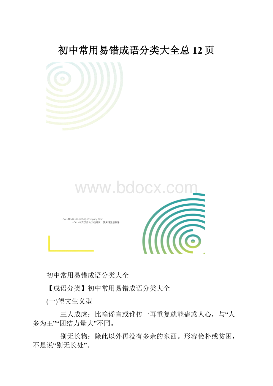 初中常用易错成语分类大全总12页.docx