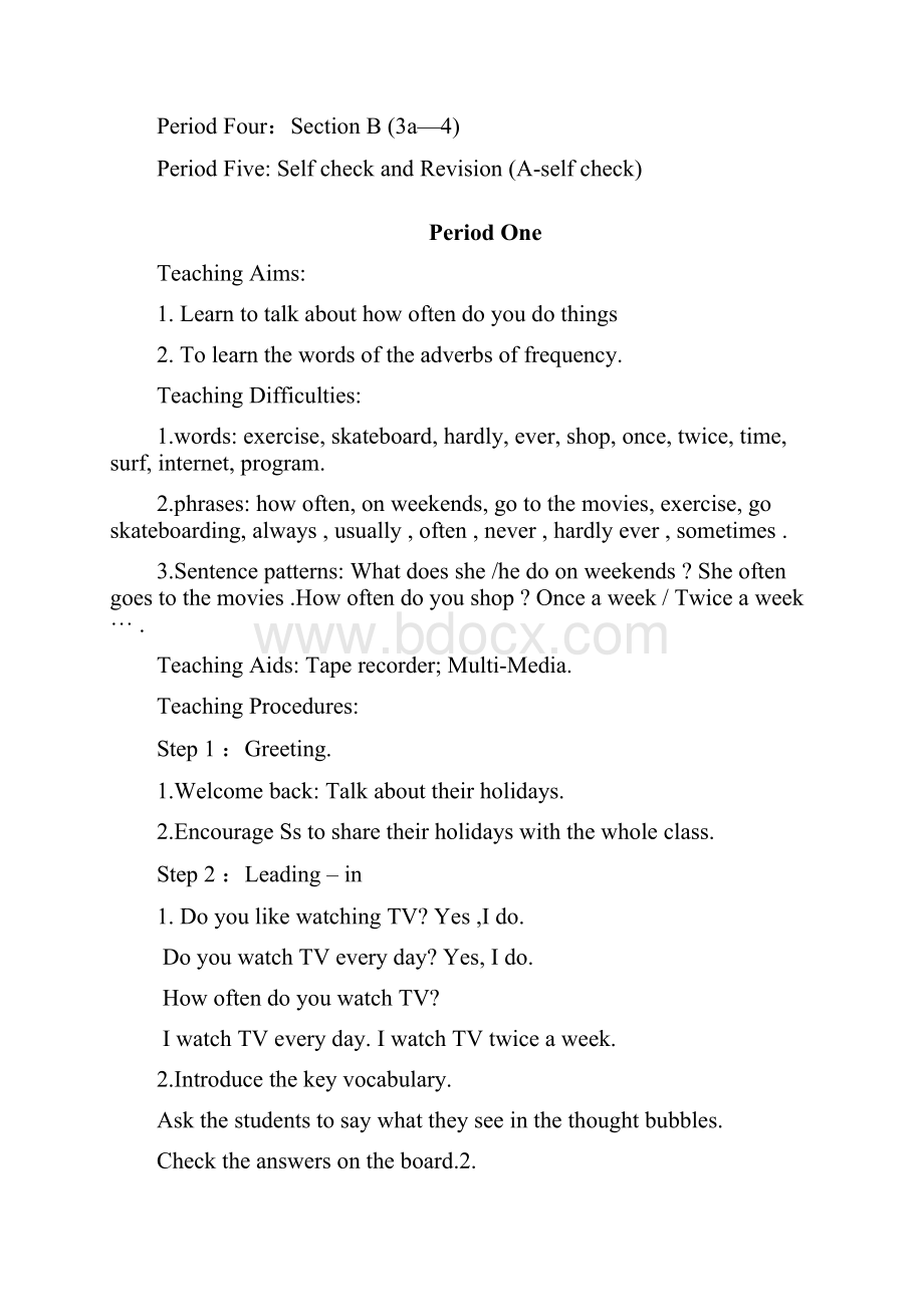 Unit 2 How often do you do exercise教案.docx_第2页