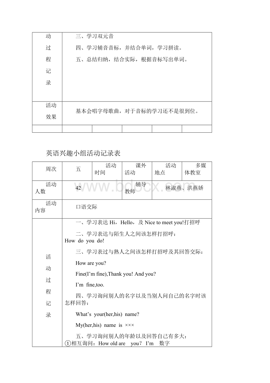 小学英语兴趣小组活动记录.docx_第2页