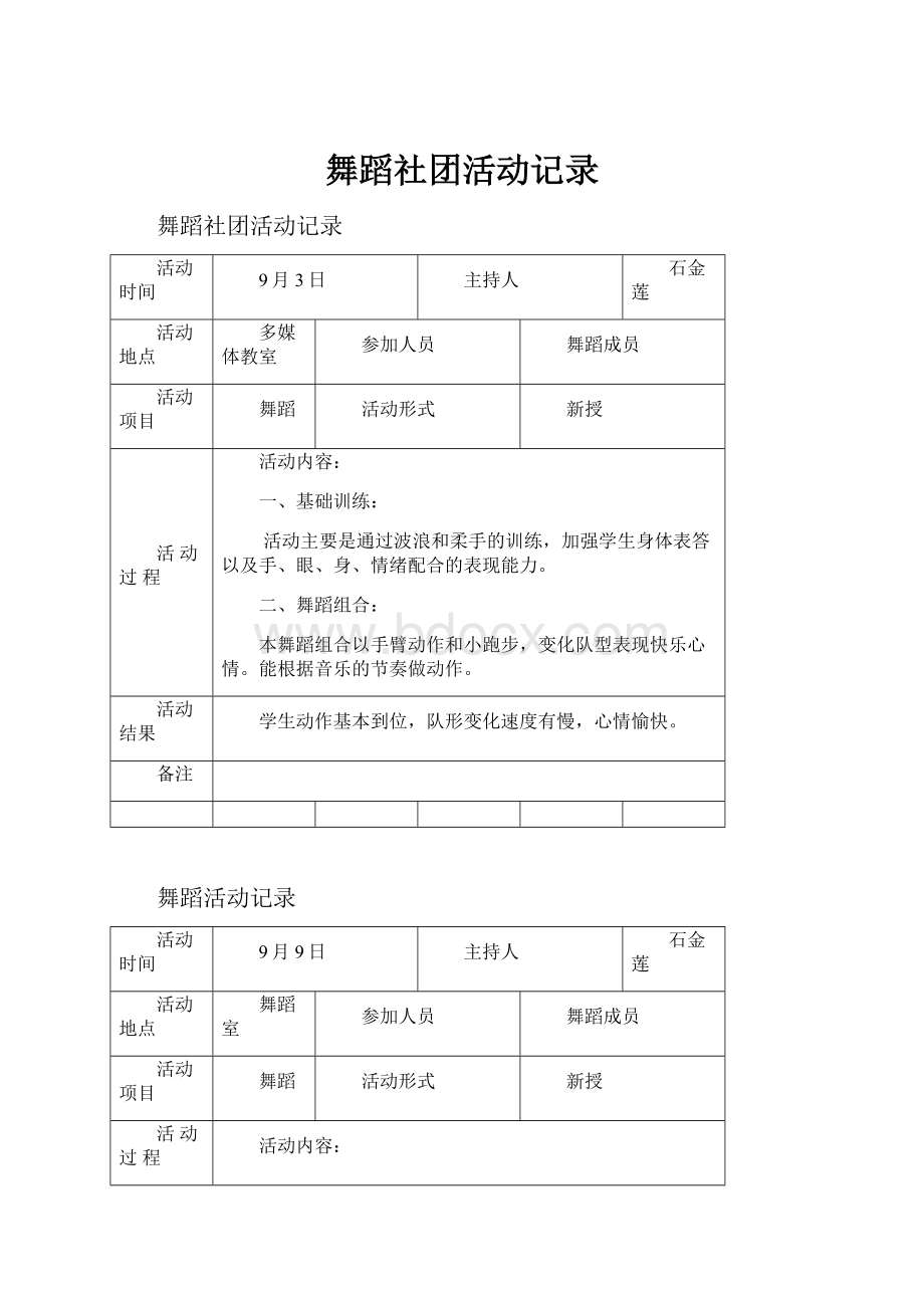 舞蹈社团活动记录.docx