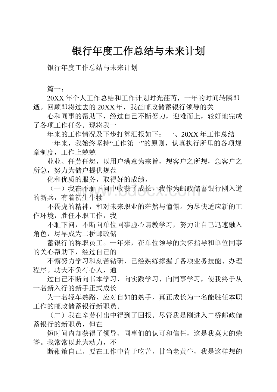 银行年度工作总结与未来计划.docx