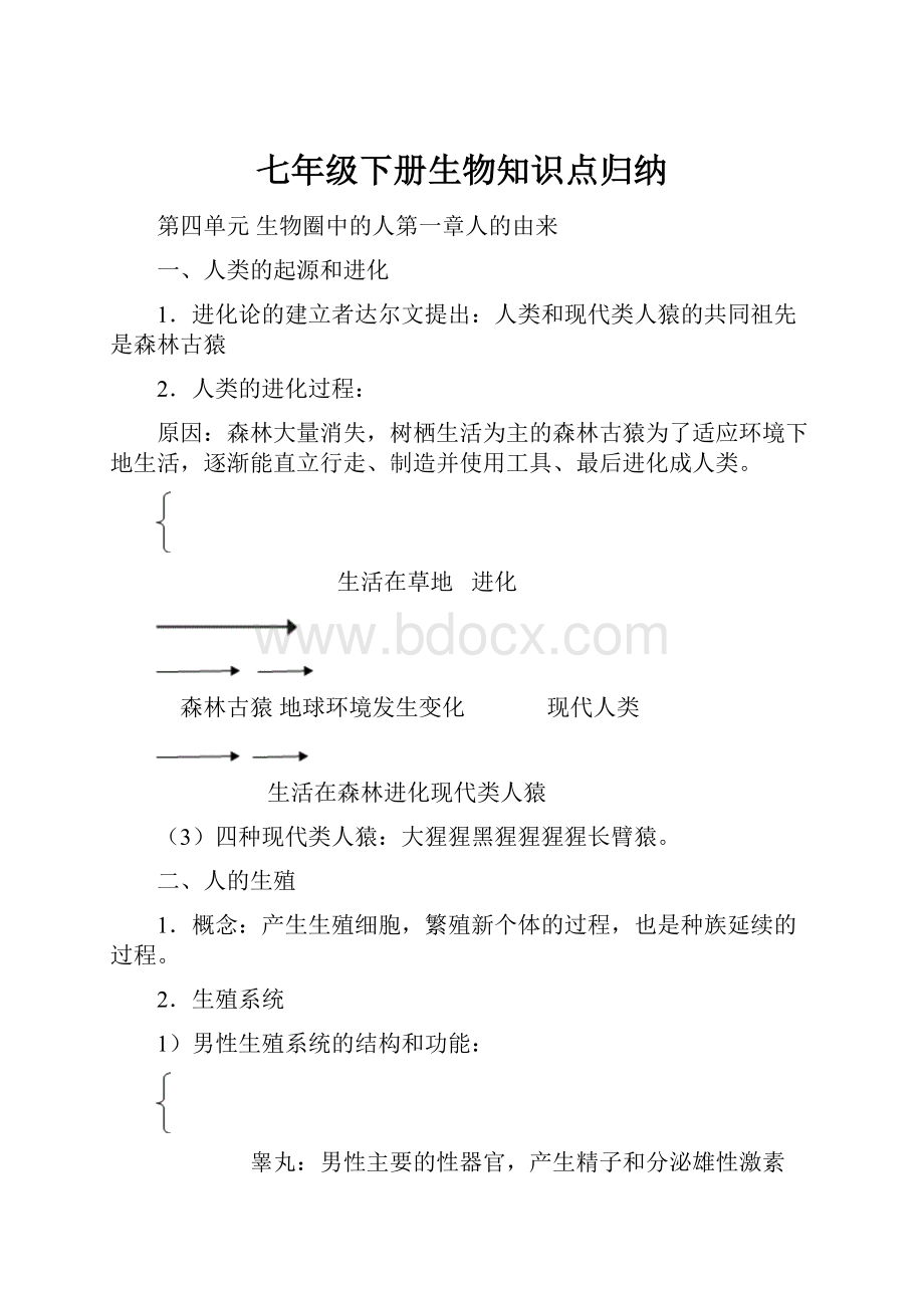 七年级下册生物知识点归纳.docx