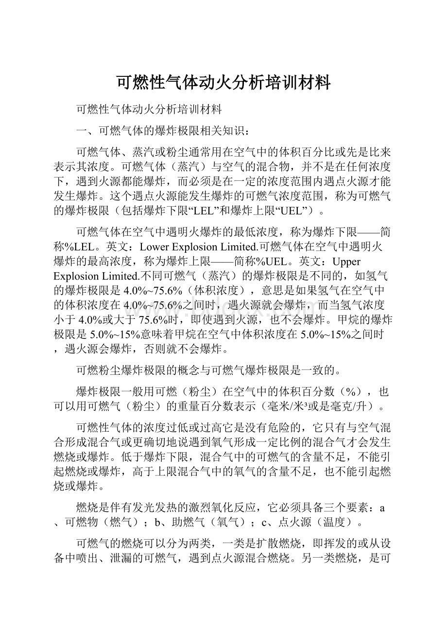 可燃性气体动火分析培训材料.docx_第1页