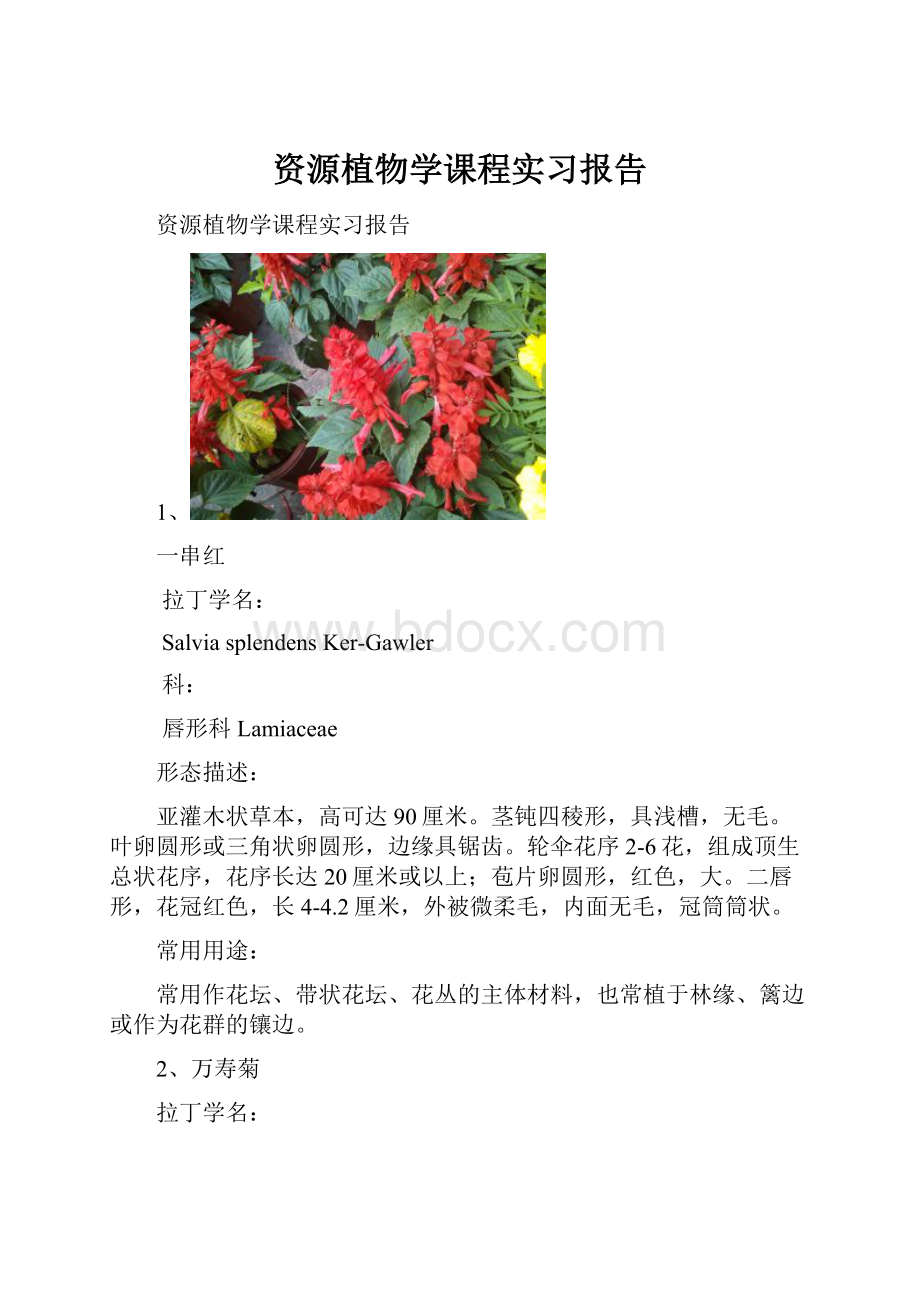 资源植物学课程实习报告.docx