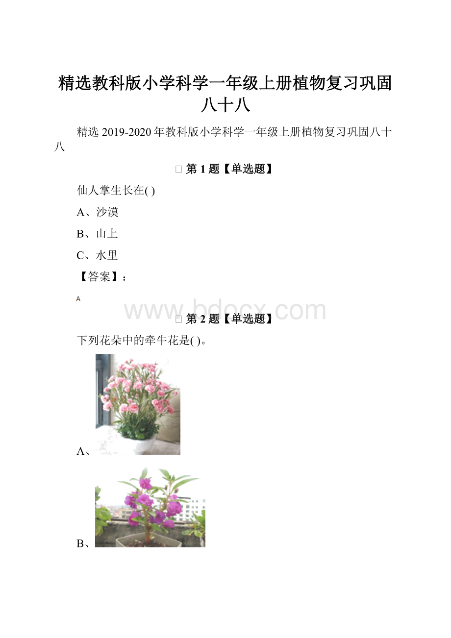 精选教科版小学科学一年级上册植物复习巩固八十八.docx_第1页