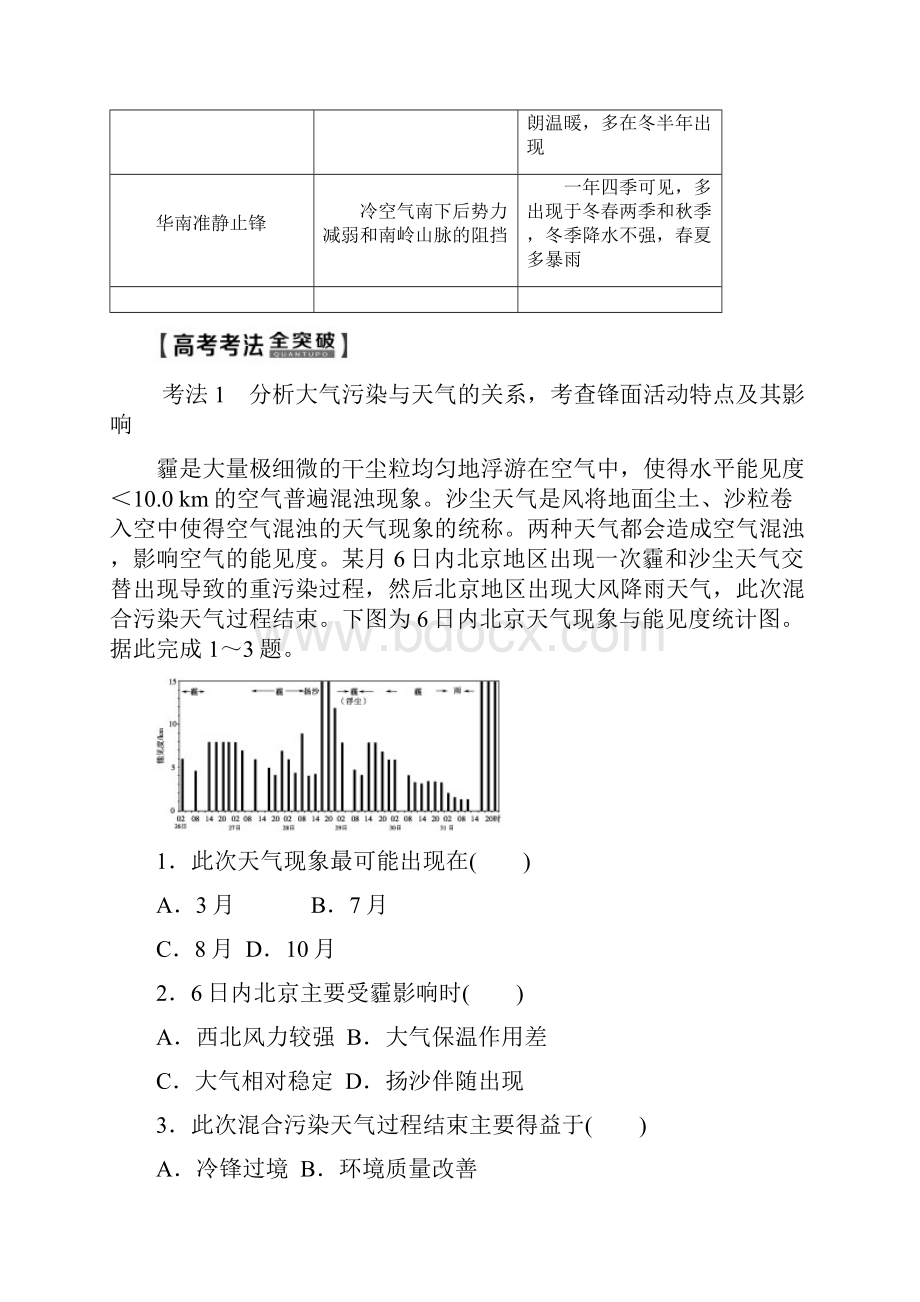 届高考地理一轮复习教学案第1部分 第2章 第3讲 几种重要的天气系统 学案doc.docx_第3页