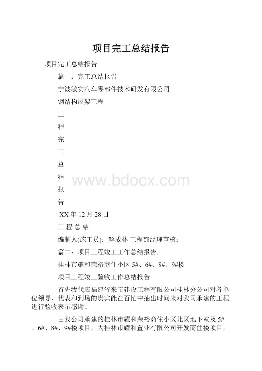 项目完工总结报告.docx_第1页