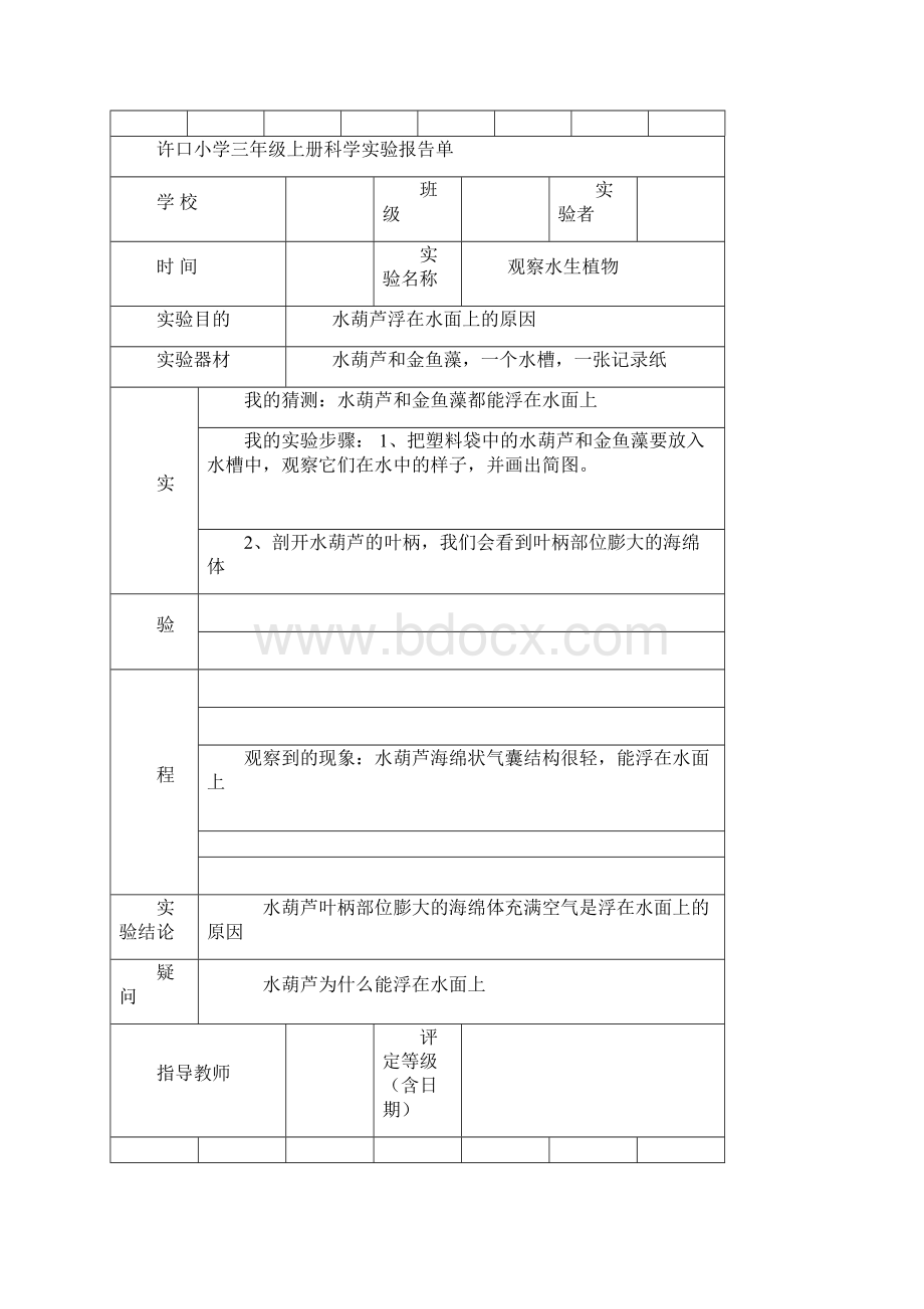 许口小学教科版三年级上册科学实验报告单1.docx_第3页