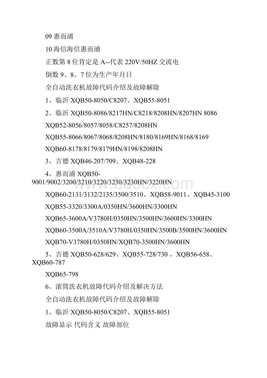 洗衣机故障代码与常用知识电子版本.docx_第2页