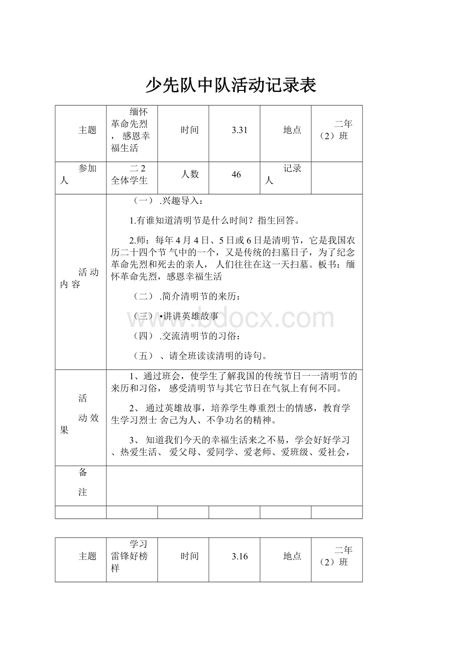 少先队中队活动记录表.docx_第1页