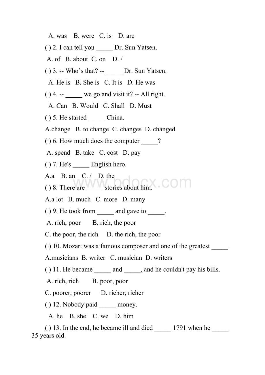 广州旧版六年级英语下册MODULE 3单元测试DOC.docx_第2页