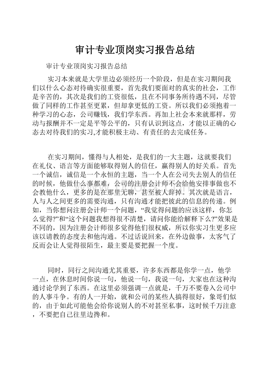 审计专业顶岗实习报告总结.docx