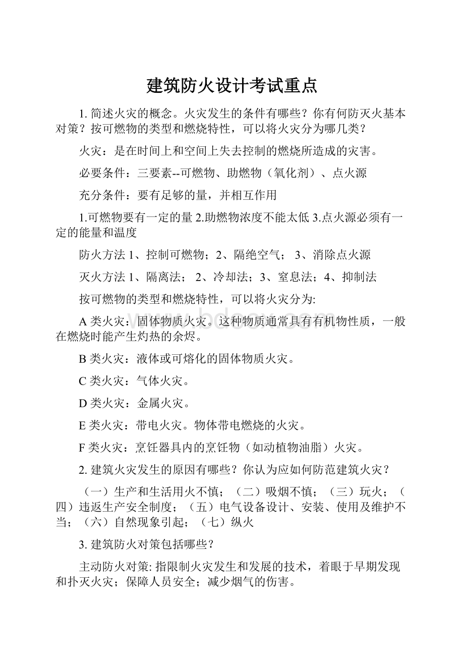 建筑防火设计考试重点.docx_第1页