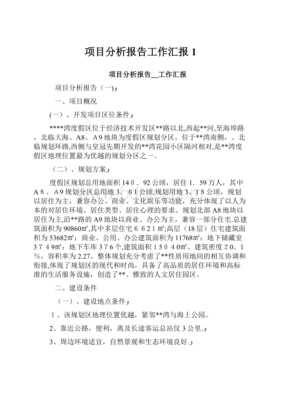 项目分析报告工作汇报1.docx