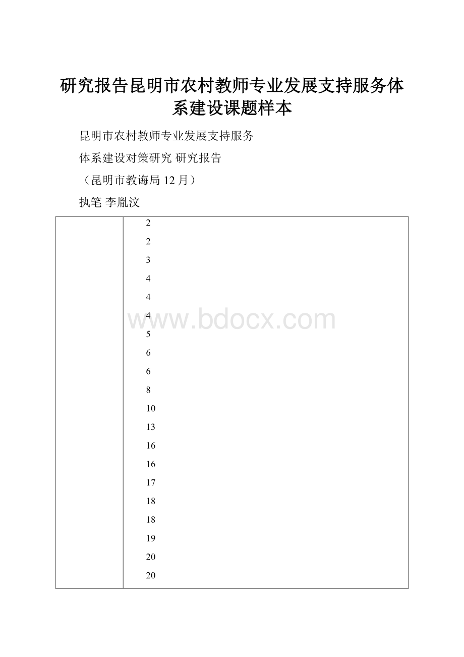 研究报告昆明市农村教师专业发展支持服务体系建设课题样本.docx