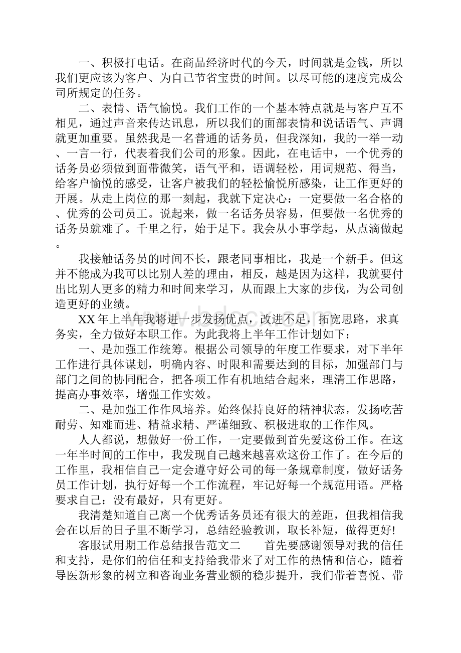 XX年客服试用期工作总结报告.docx_第2页