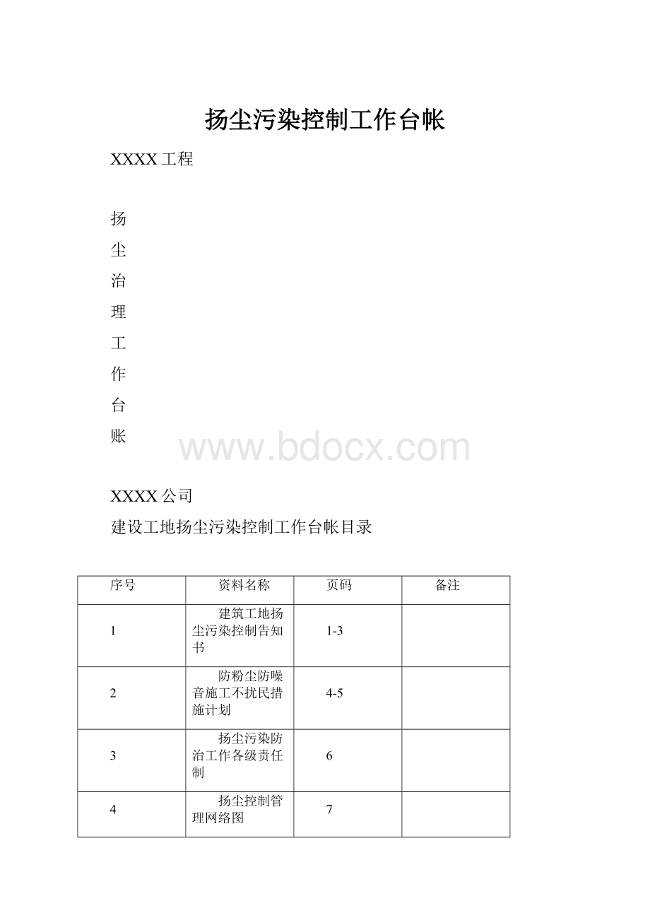 扬尘污染控制工作台帐.docx