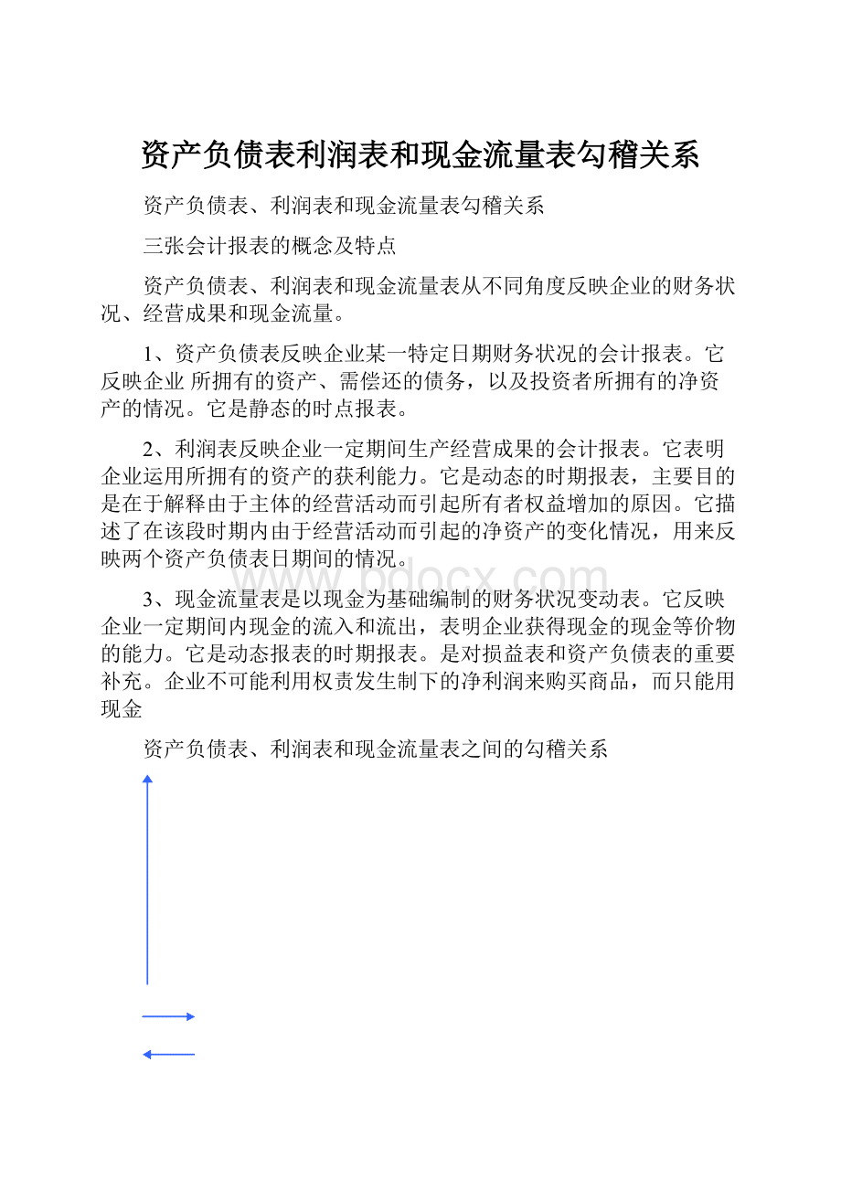 资产负债表利润表和现金流量表勾稽关系.docx