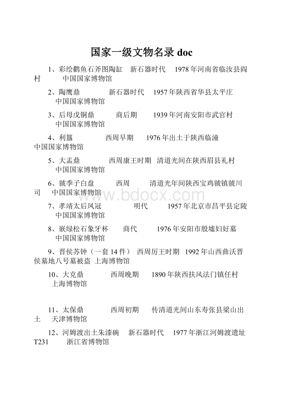 国家一级文物名录doc.docx