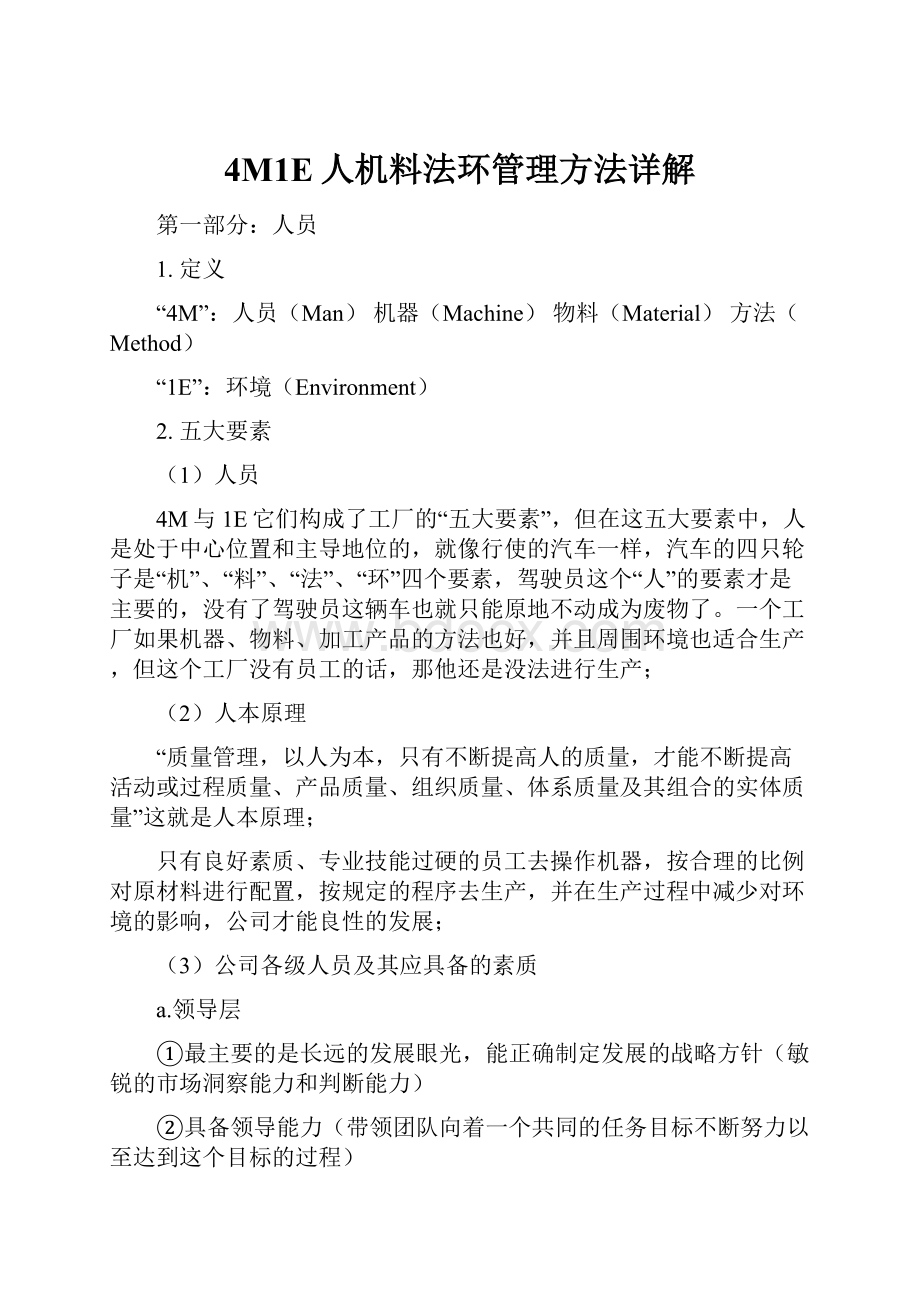 4M1E人机料法环管理方法详解.docx