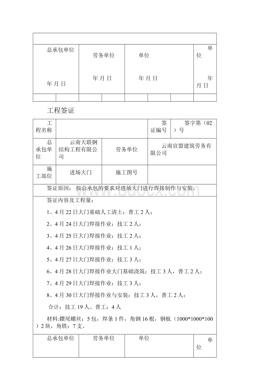 工程现场签证单模板.docx_第2页