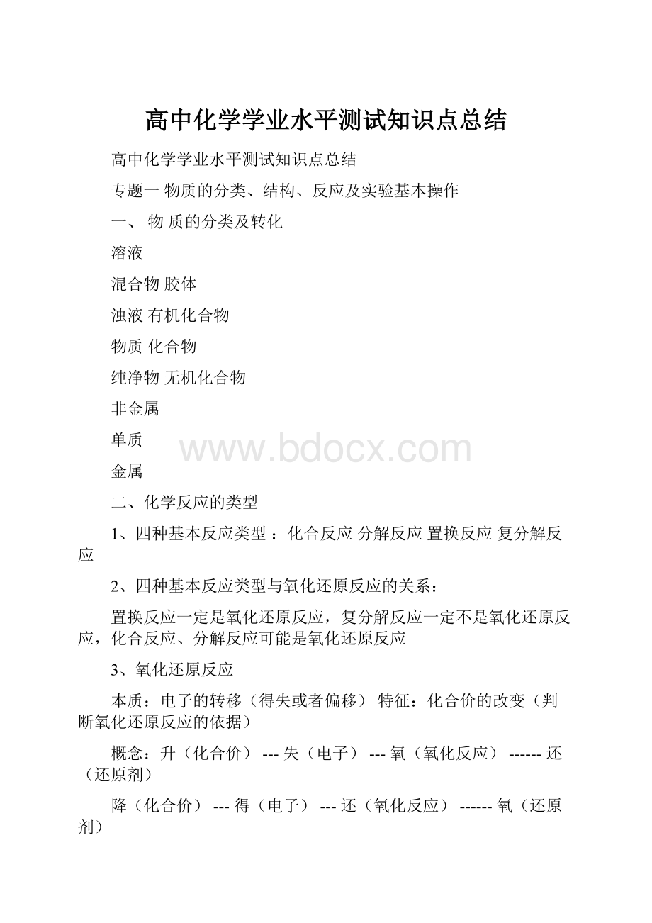 高中化学学业水平测试知识点总结.docx_第1页