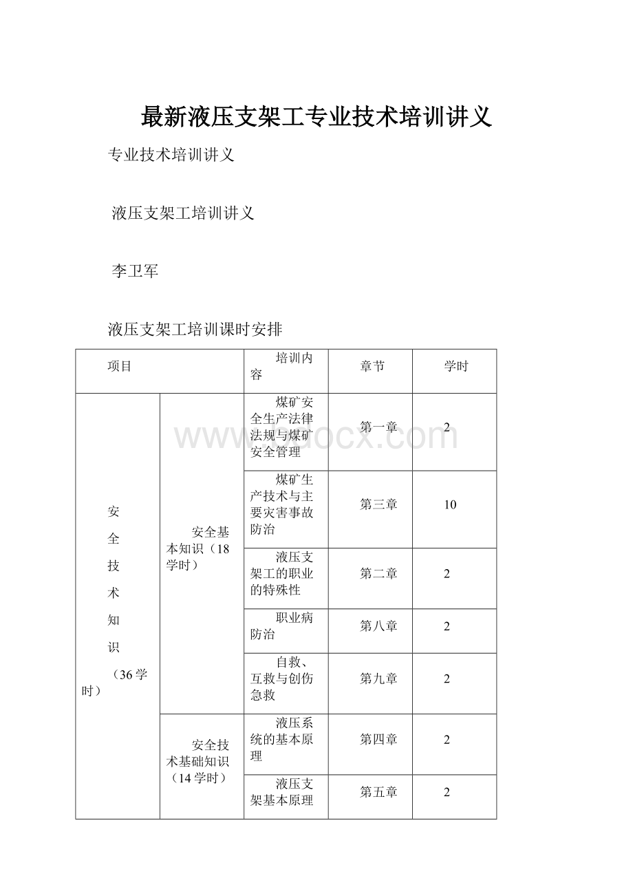 最新液压支架工专业技术培训讲义.docx