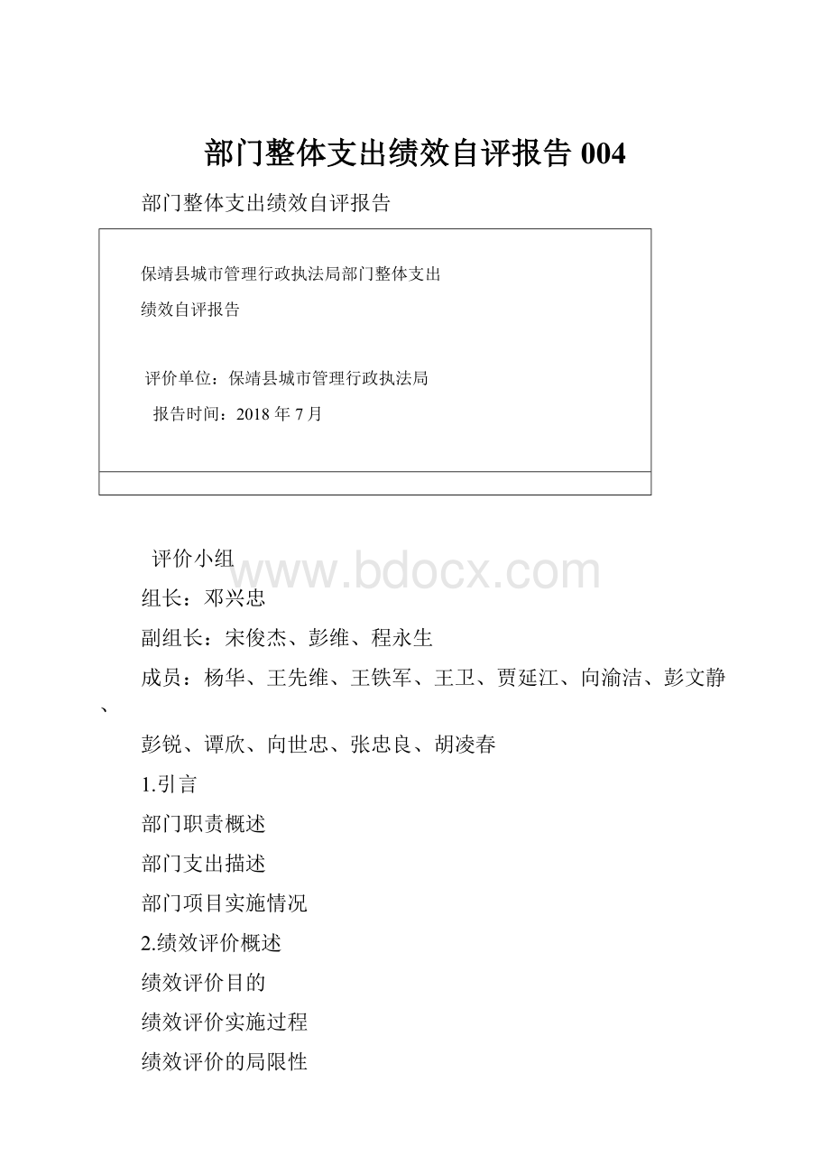 部门整体支出绩效自评报告004.docx_第1页