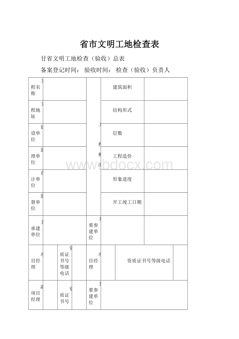 省市文明工地检查表.docx_第1页