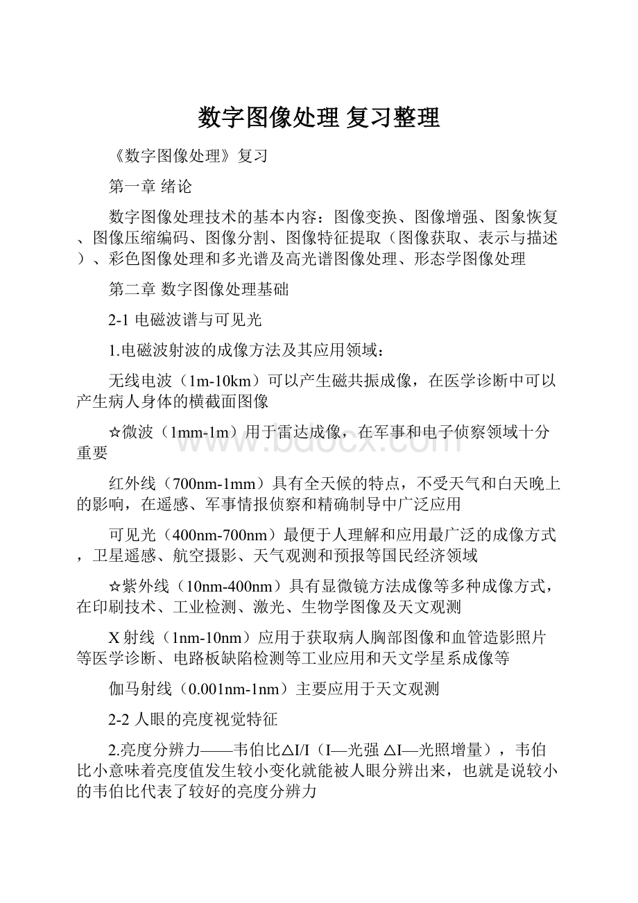 数字图像处理 复习整理.docx_第1页