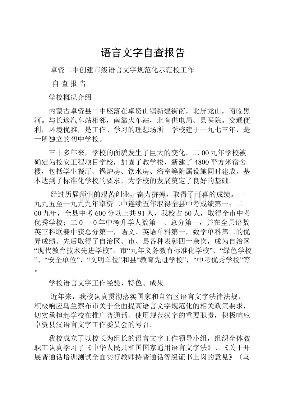 语言文字自查报告.docx_第1页