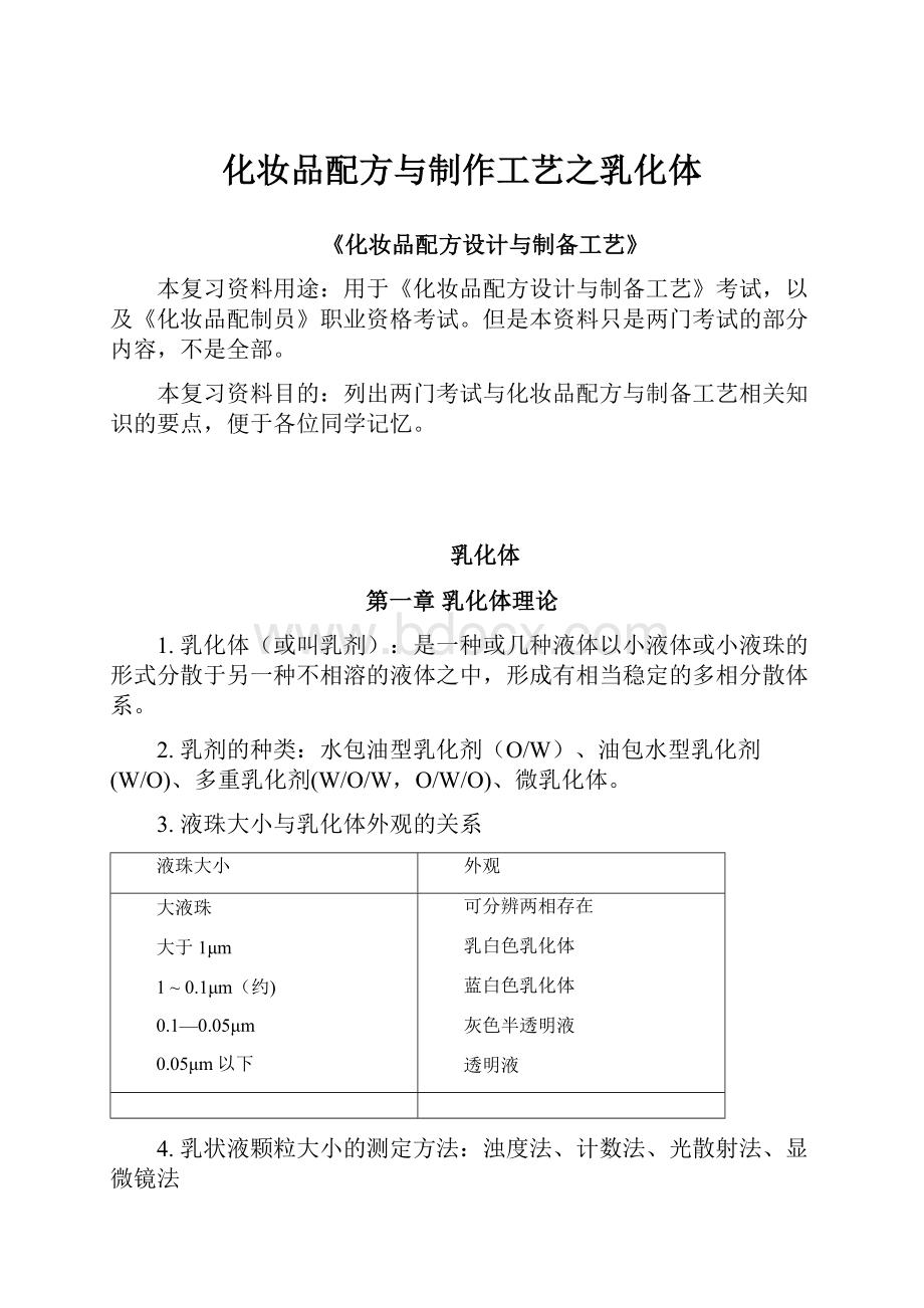 化妆品配方与制作工艺之乳化体.docx_第1页