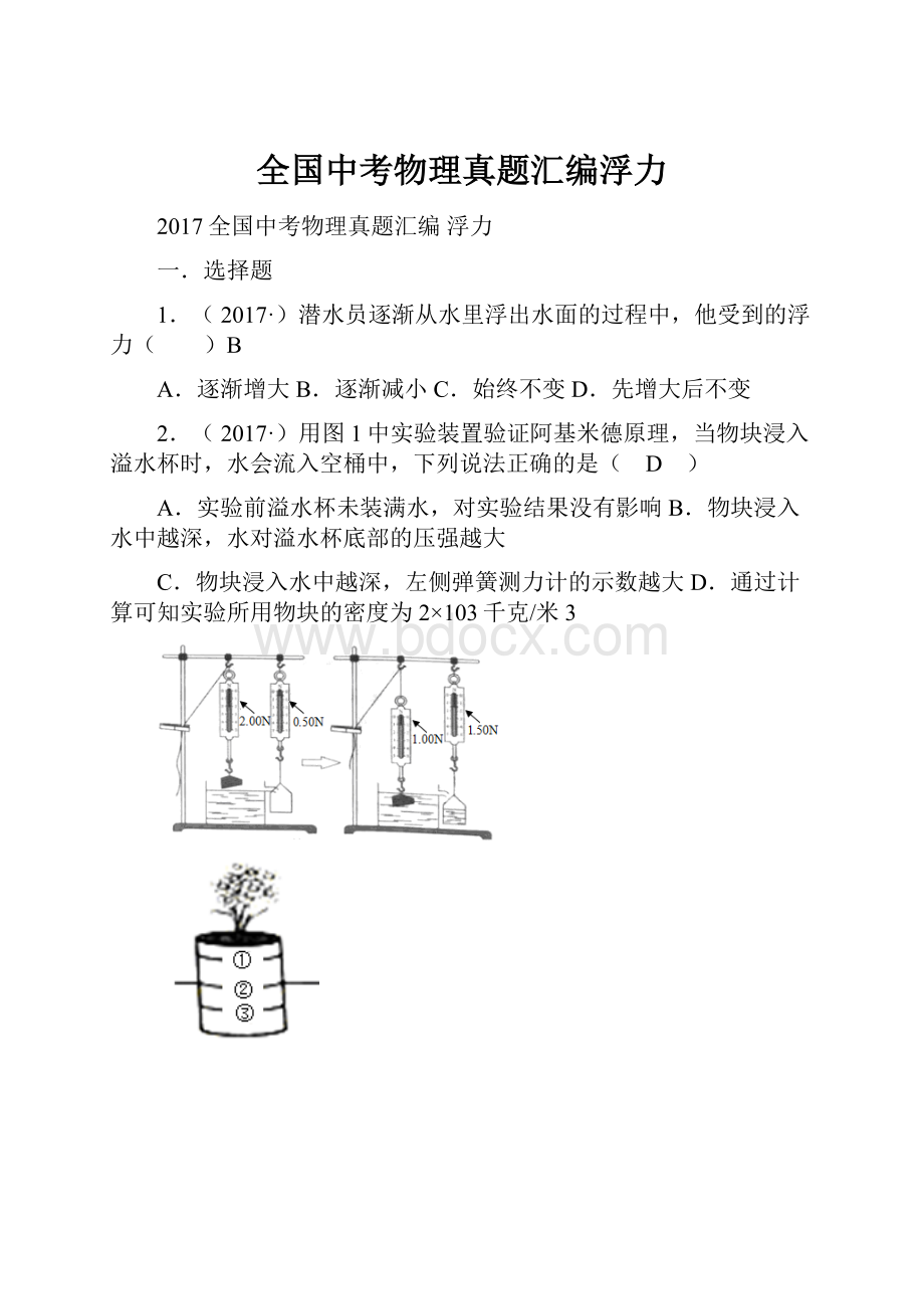 全国中考物理真题汇编浮力.docx